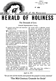 Title Page of Herald of Holiness - April 16, 1951