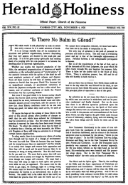 Front page of Herald of Holiness - November 4, 1925 