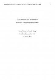 Effects of Strength-Based Development on Resilience in Undergraduate Nursing Students