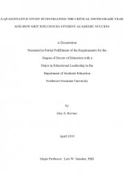 A quantitative study investigating the critical ninth-grade year and how grit influences student academic success