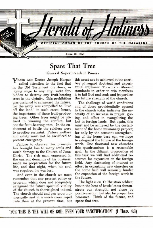 Title Page of Herald of Holiness - June 10, 1953