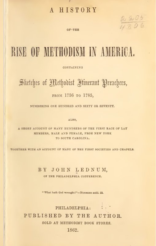 Title Page Image - History of the Rise of Methodism in America