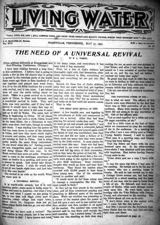 Living Water, May 30, 1907