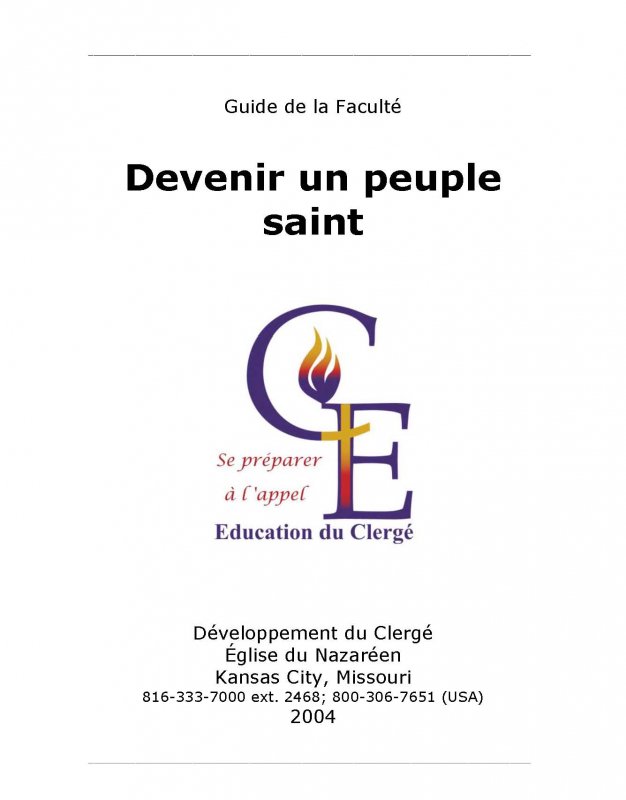 Devenir un peuple saint (Guide de la faculté)
