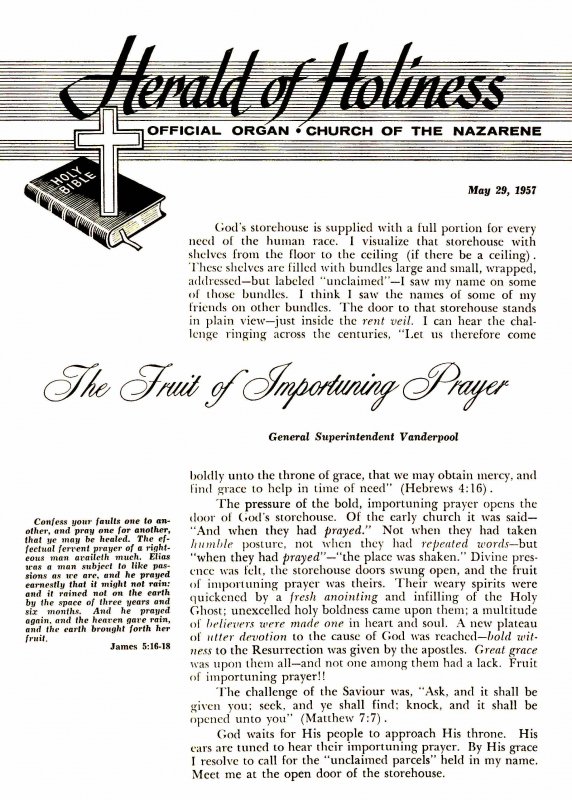 Herald of Holiness - May 29, 1957