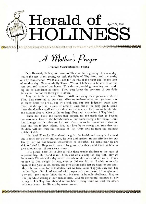 Herald of Holiness - April 27, 1960