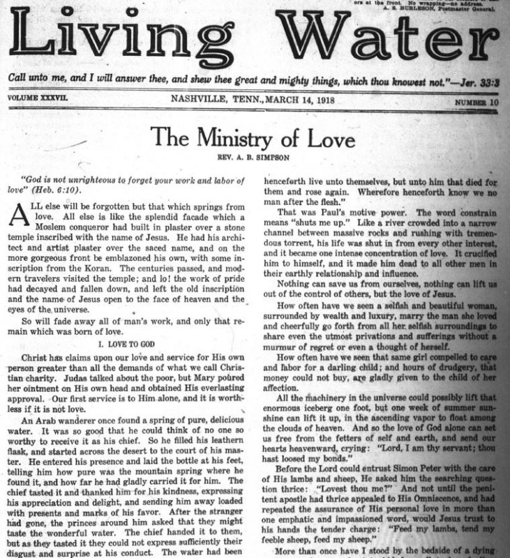 Living Water, Mar. 14, 1918