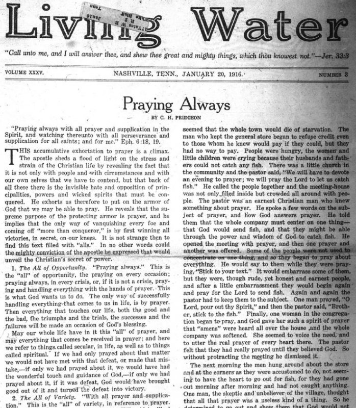 Living Water, Jan. 20, 1916