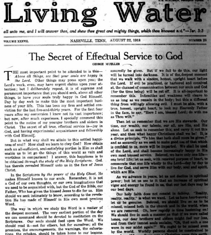 Living Water, Aug. 22, 1918