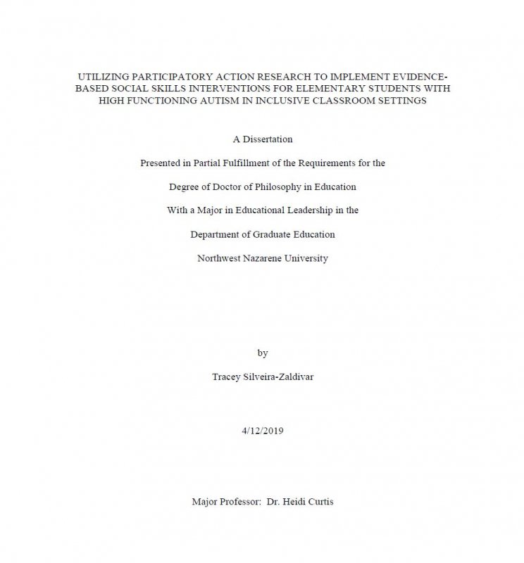Utilizing participatory action research to implement evidence-based social skills interventions for elementary students with high functioning autism in inclusive classroom settings